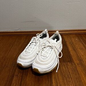 White Nike Air Max 97 Sneakers with Tan Sole